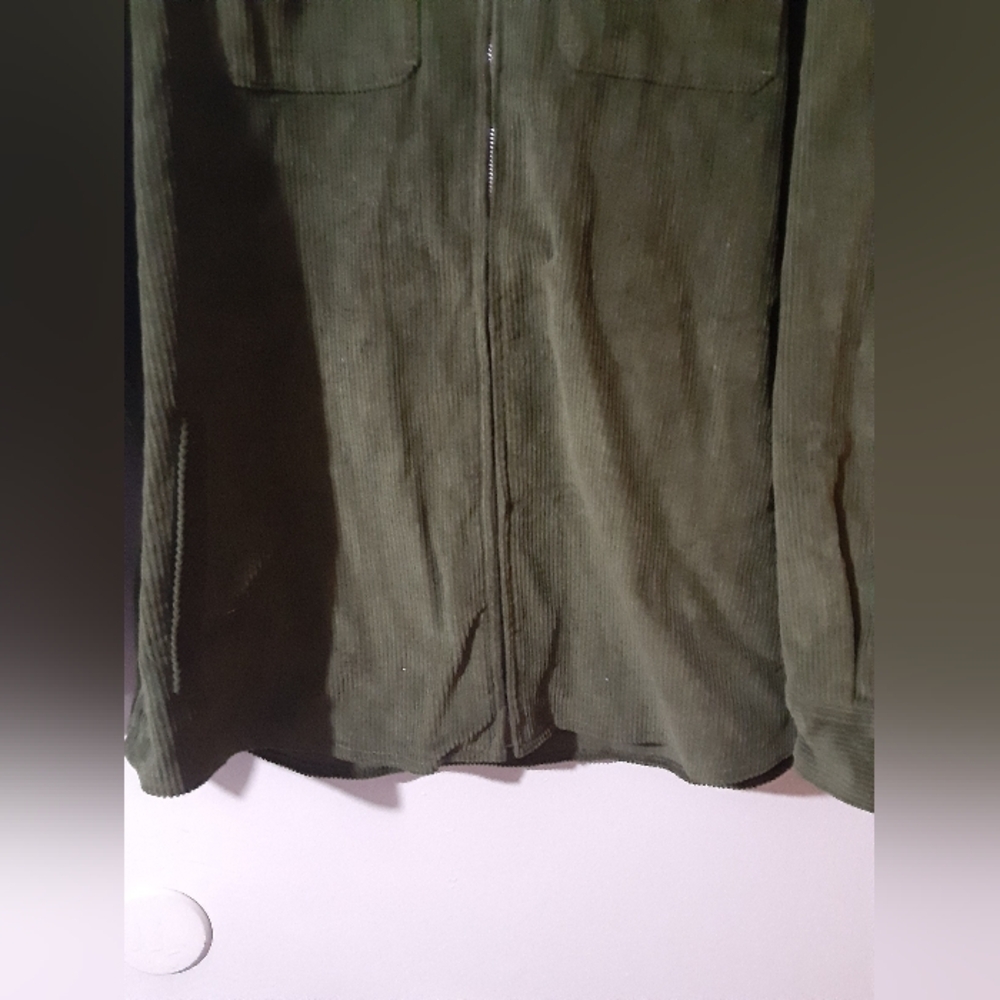 Empyre NWT  Men's Corduroy Hooded Jacker Green Zip Up With Pokets XL - Picture 4 of 9